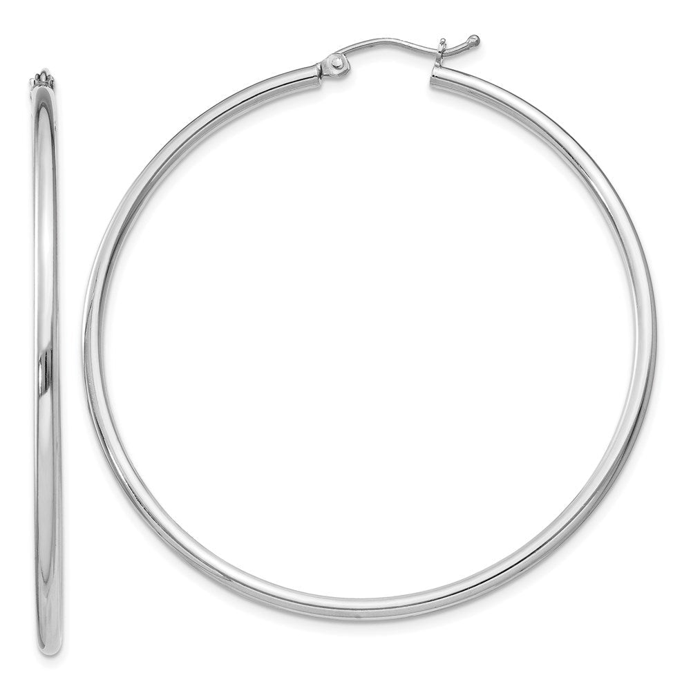 Sterlingsilber Rhodiniert 2mm Rund Creolen