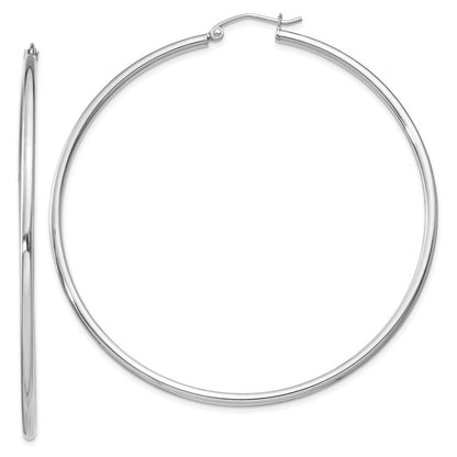 Sterlingsilber Rhodiniert 2mm Rund Creolen