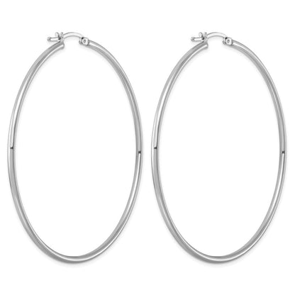 Sterlingsilber Rhodiniert 2mm Rund Creolen