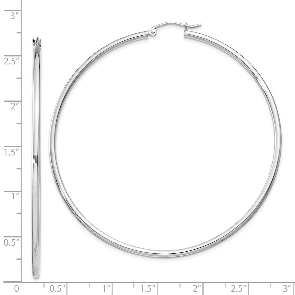 Sterlingsilber Rhodiniert 2mm Rund Creolen