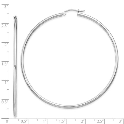 Sterlingsilber Rhodiniert 2mm Rund Creolen