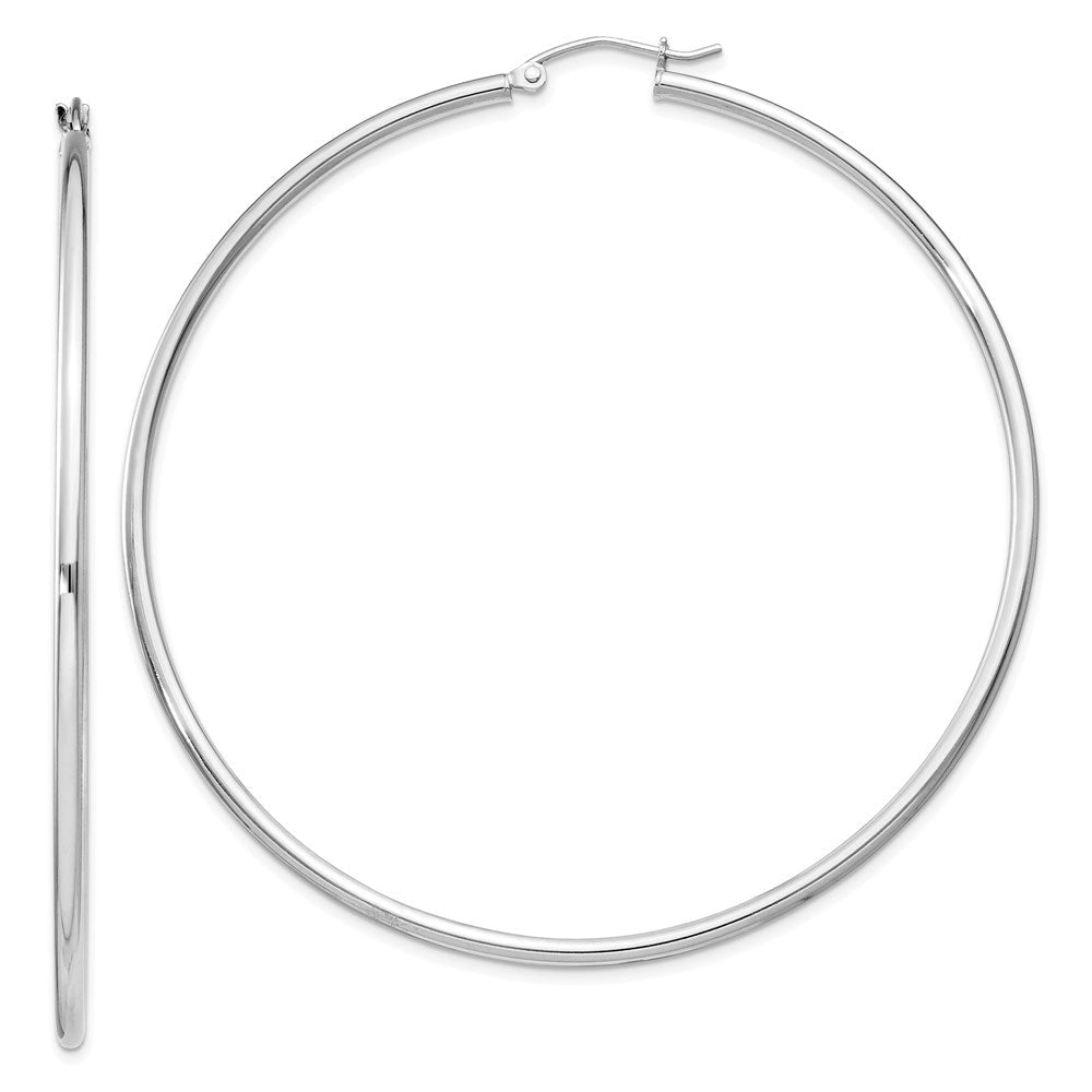 Sterlingsilber Rhodiniert 2mm Rund Creolen