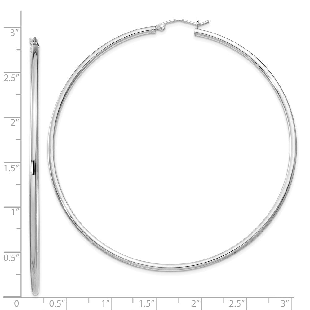 Sterlingsilber Rhodiniert 2mm Rund Creolen