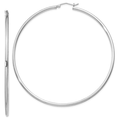 Sterlingsilber Rhodiniert 2mm Rund Creolen