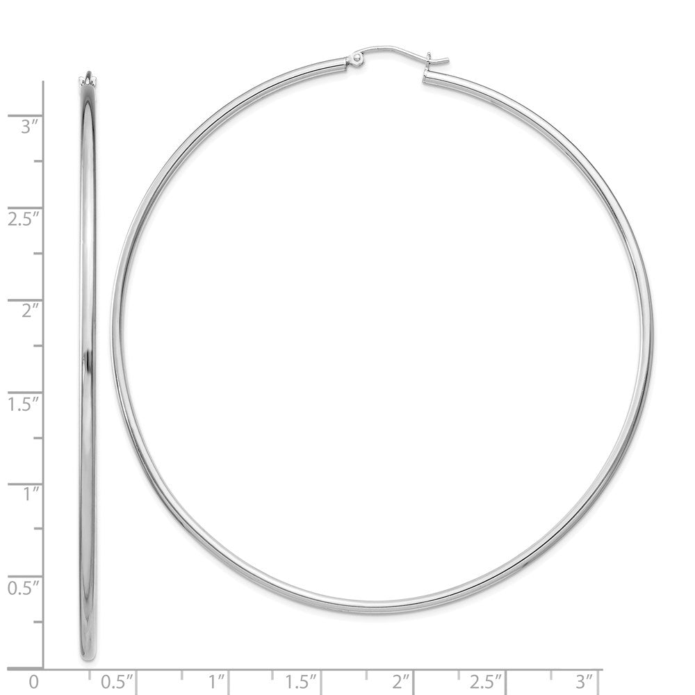 Sterlingsilber Rhodiniert 2mm Rund Creolen