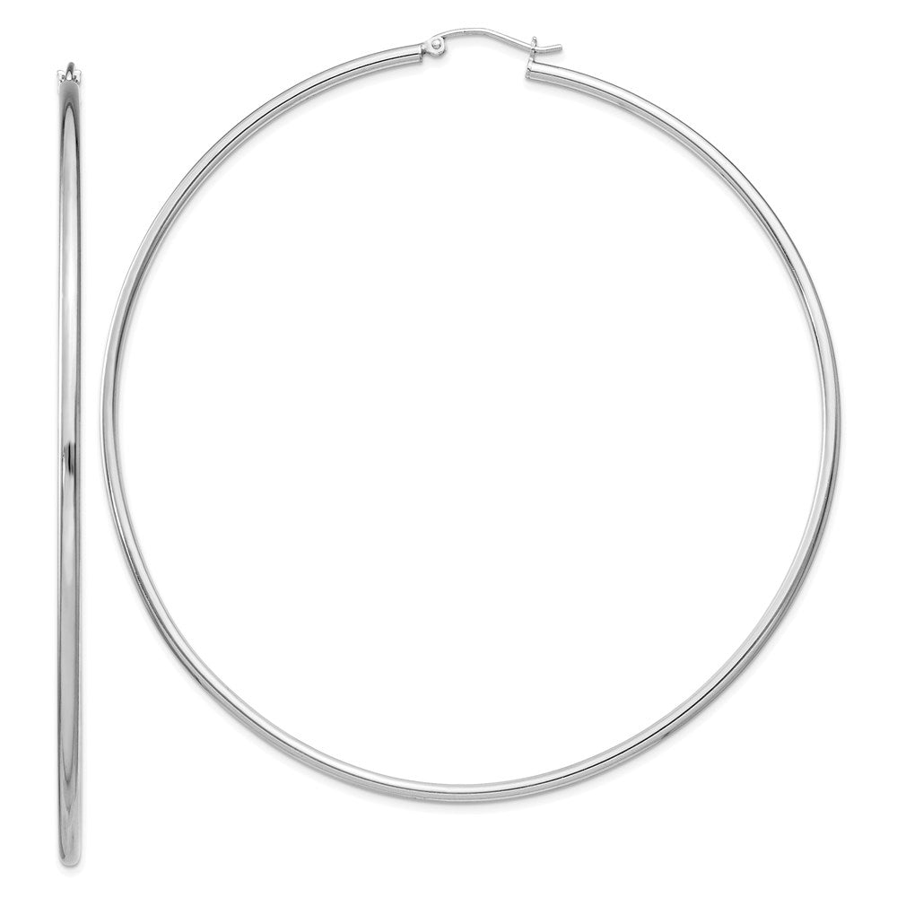 Sterlingsilber Rhodiniert 2mm Rund Creolen