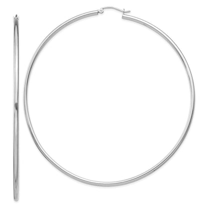 Sterlingsilber Rhodiniert 2mm Rund Creolen