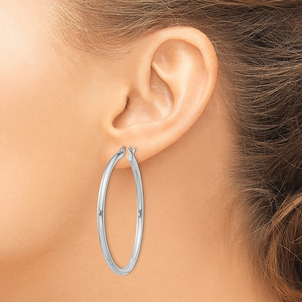 Sterlingsilber Rhodiniert 2.5mm Rund Creolen