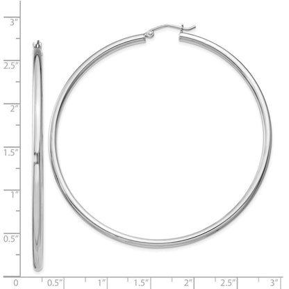 Sterlingsilber Rhodiniert 2.5mm Rund Creolen