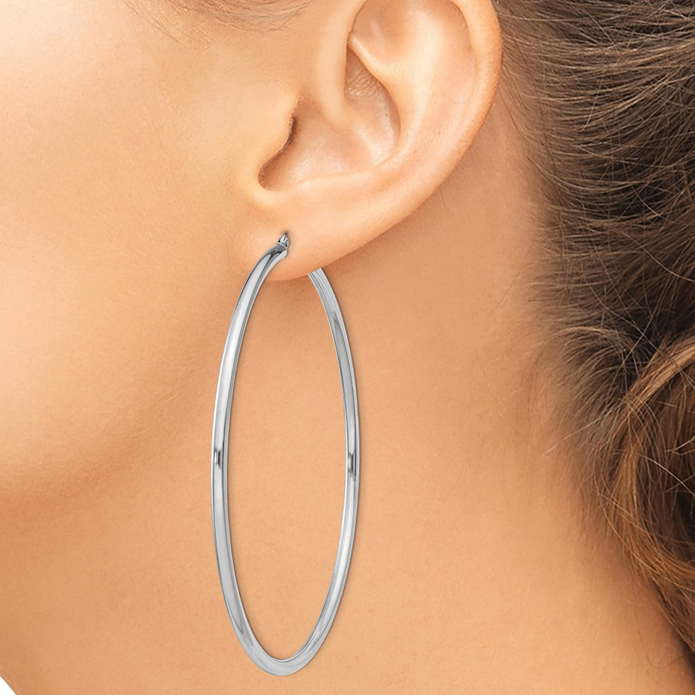 Sterlingsilber Rhodiniert 2.5mm Rund Creolen