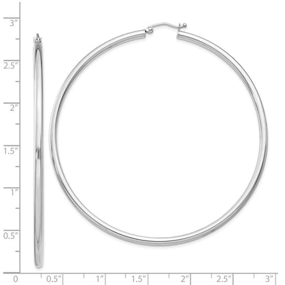 Sterlingsilber Rhodiniert 2.5mm Rund Creolen