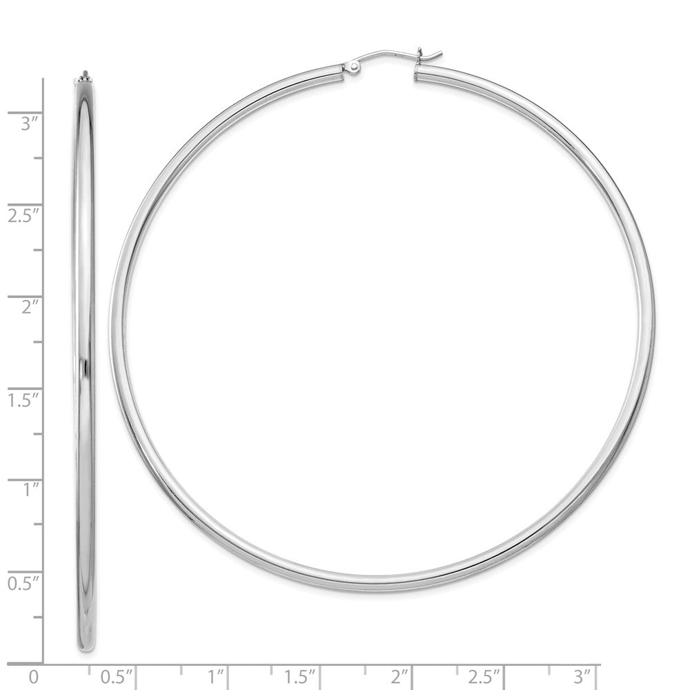 Sterlingsilber Rhodiniert 2.5mm Rund Creolen