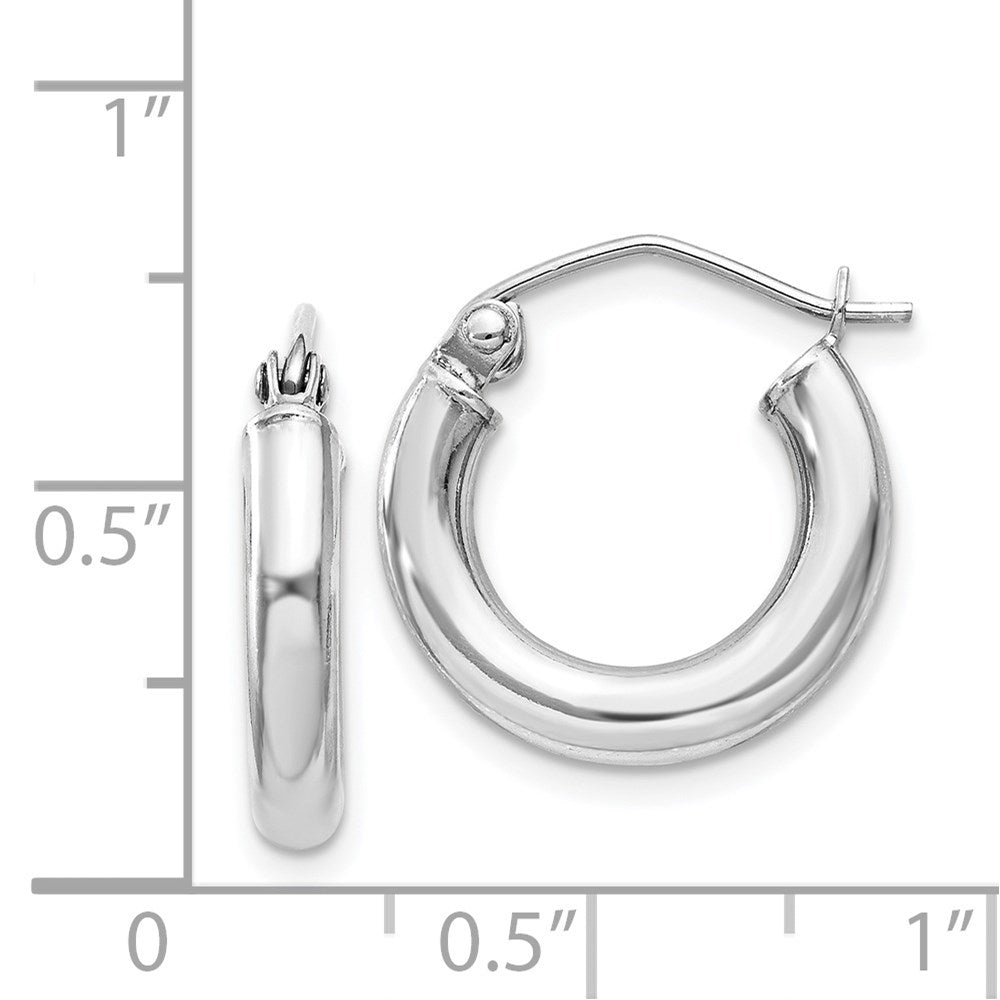 Sterlingsilber Rhodiniert 3mm Rund Creolen