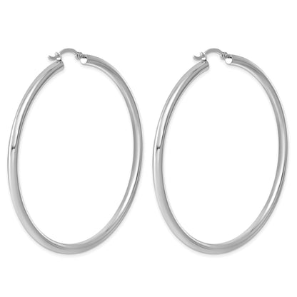 Sterlingsilber Rhodiniert 3mm Rund Creolen