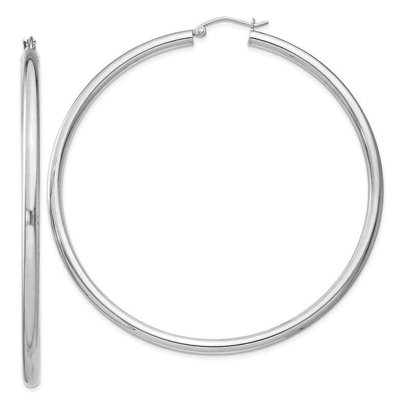 Sterlingsilber Rhodiniert 3mm Rund Creolen