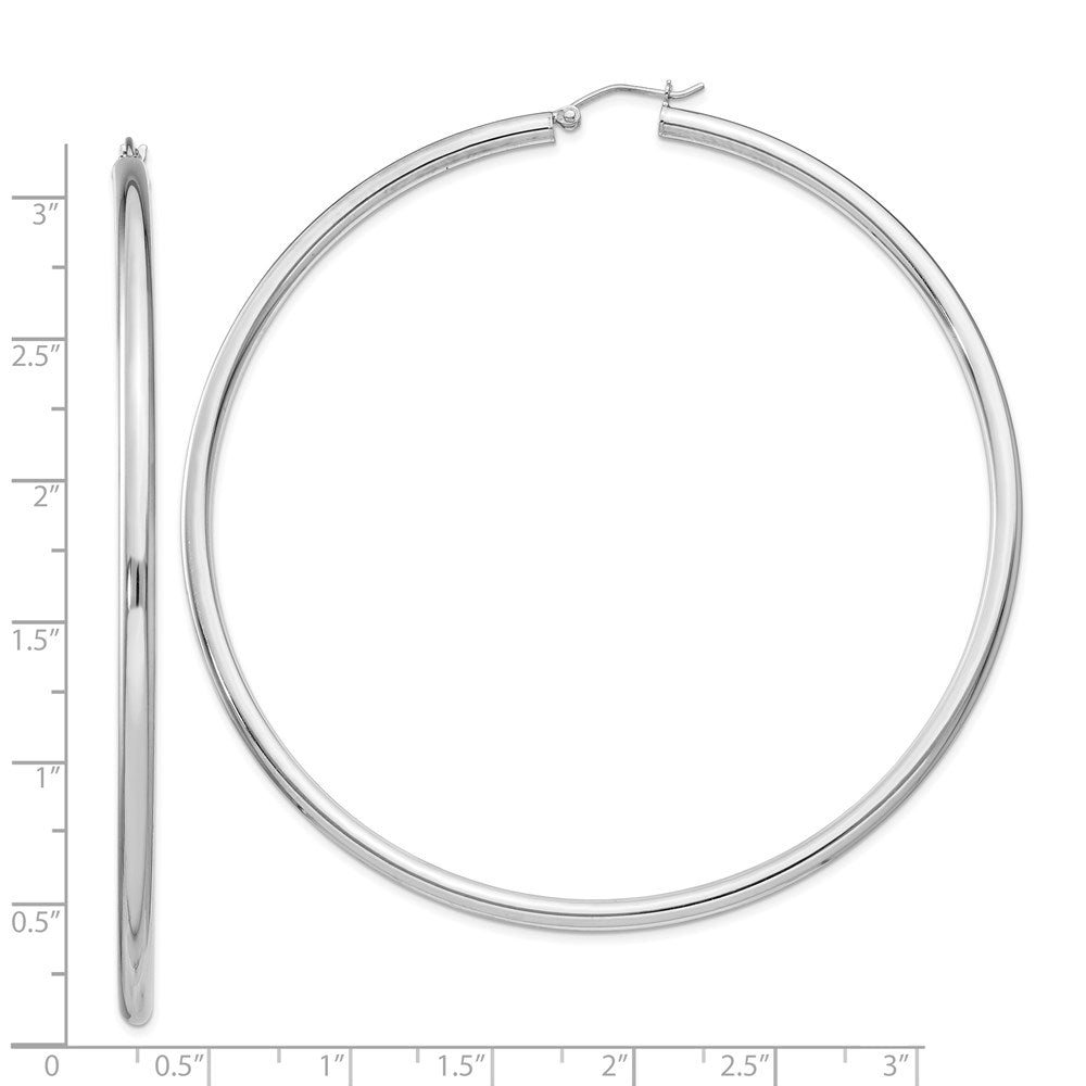 Sterlingsilber Rhodiniert 3mm Rund Creolen