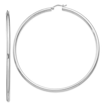 Sterlingsilber Rhodiniert 3mm Rund Creolen
