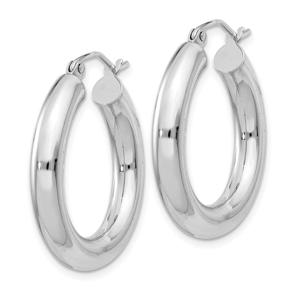 Sterlingsilber Rhodiniert 4mm Rund Creolen