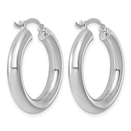 Sterlingsilber Rhodiniert 4mm Rund Creolen