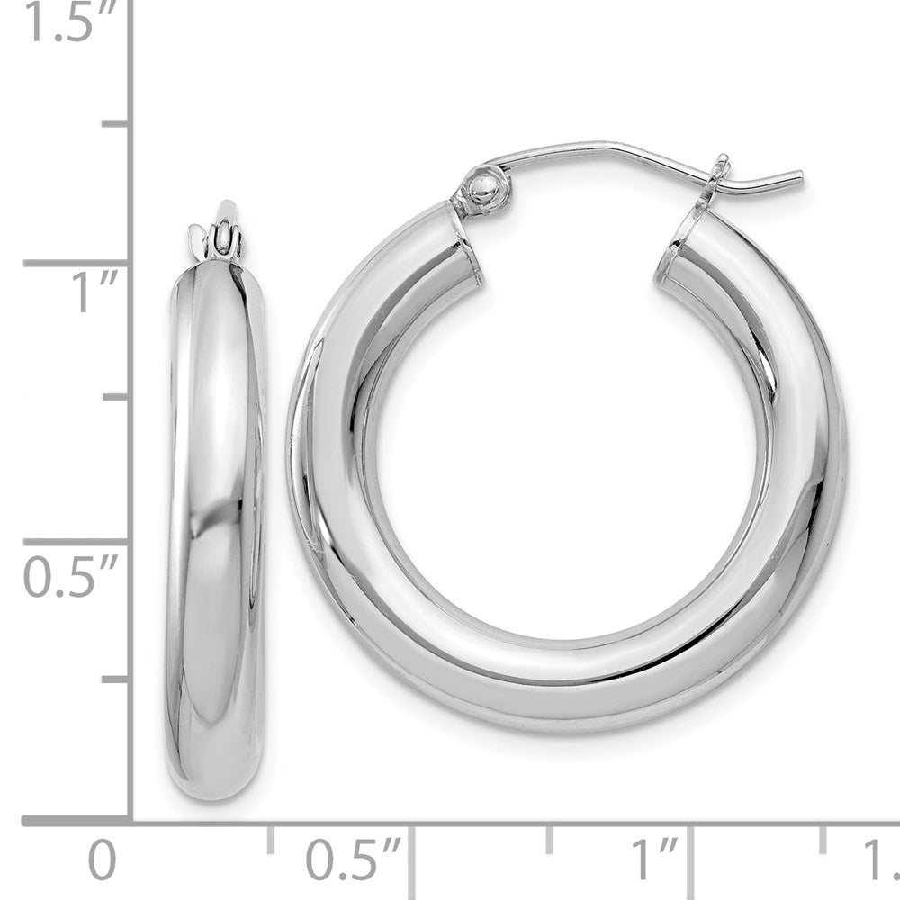 Sterlingsilber Rhodiniert 4mm Rund Creolen