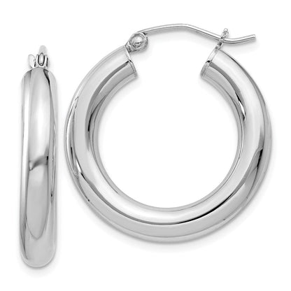 Sterlingsilber Rhodiniert 4mm Rund Creolen