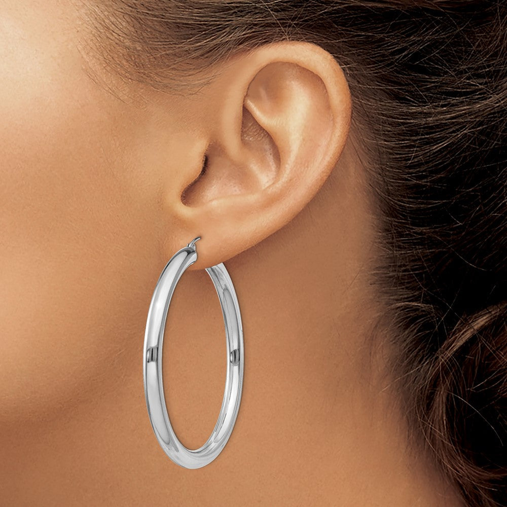 Sterlingsilber Rhodiniert 4mm Rund Creolen