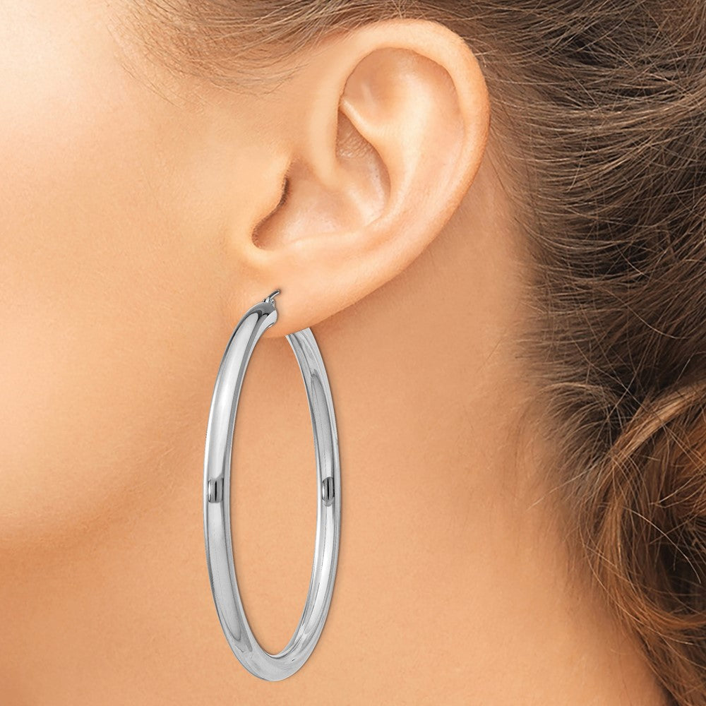 Sterlingsilber Rhodiniert 4mm Rund Creolen