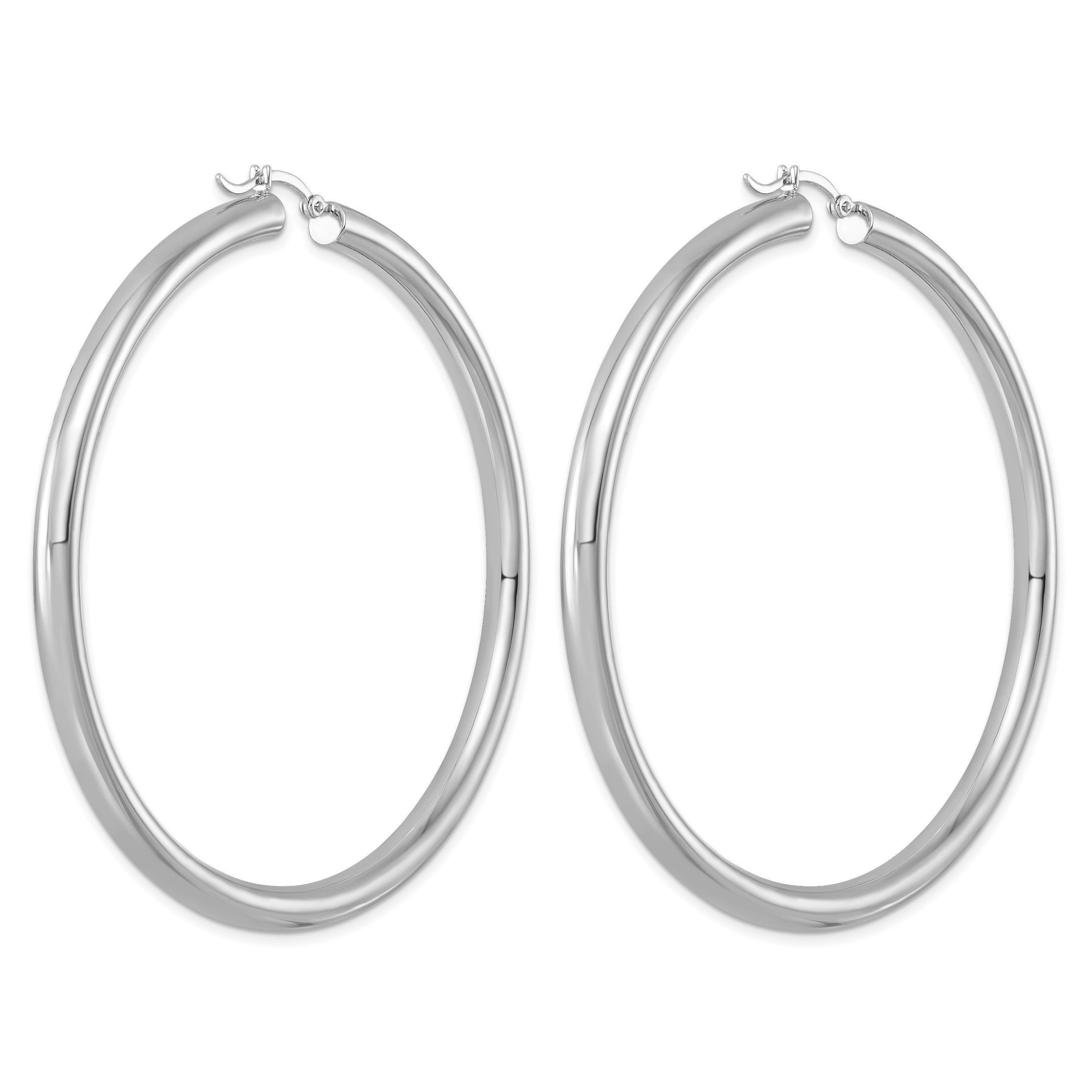 Sterlingsilber Rhodiniert 4mm Rund Creolen