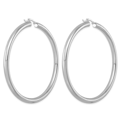 Sterlingsilber Rhodiniert 4mm Rund Creolen