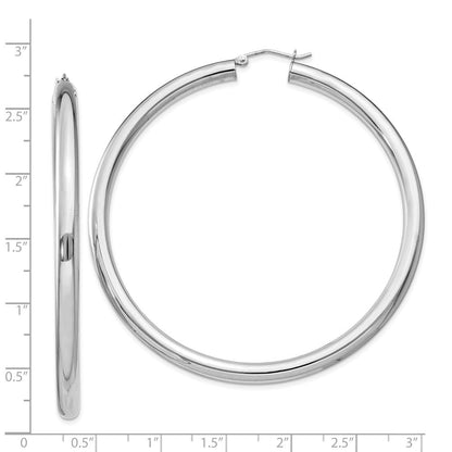 Sterlingsilber Rhodiniert 4mm Rund Creolen