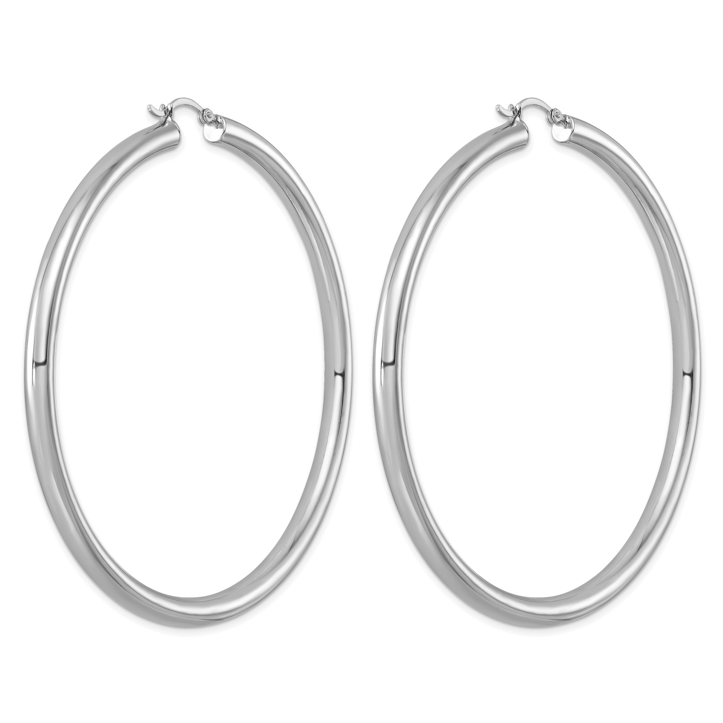 Sterlingsilber Rhodiniert 4mm Rund Creolen