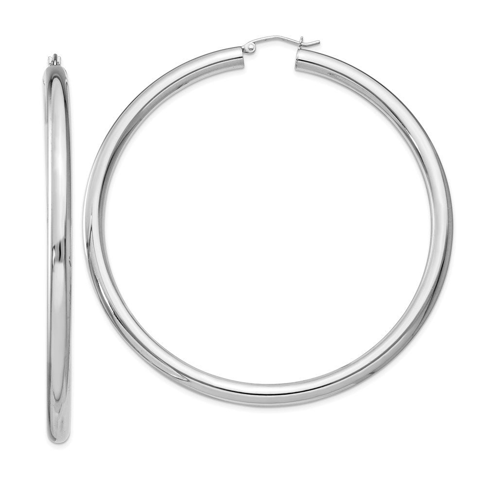 Sterlingsilber Rhodiniert 4mm Rund Creolen