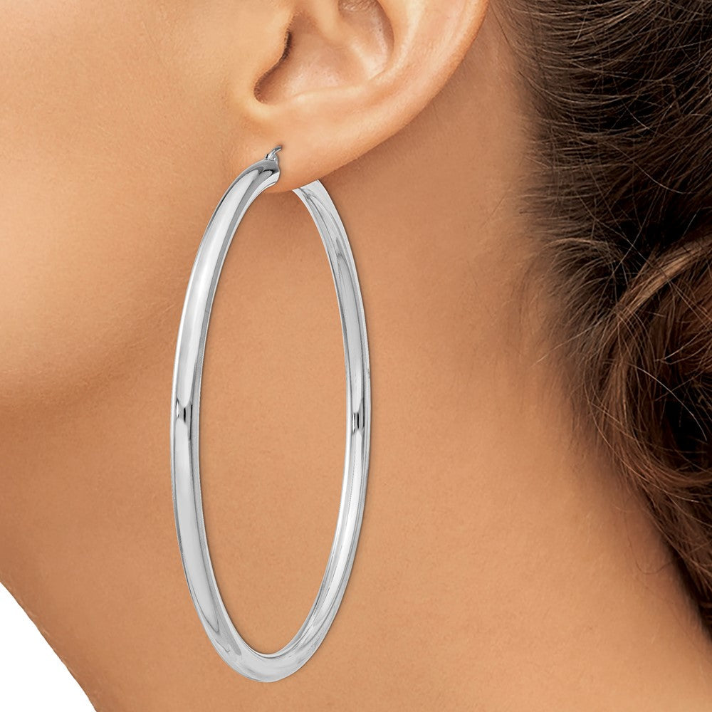 Sterlingsilber Rhodiniert 4mm Rund Creolen