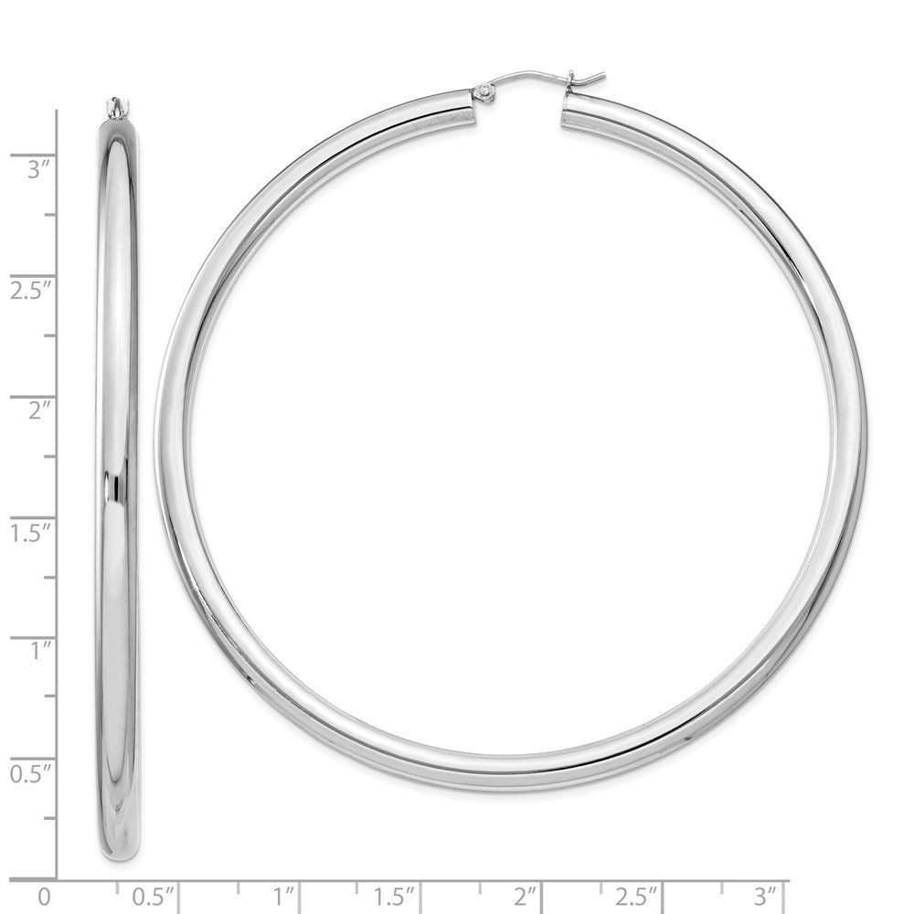 Sterlingsilber Rhodiniert 4mm Rund Creolen