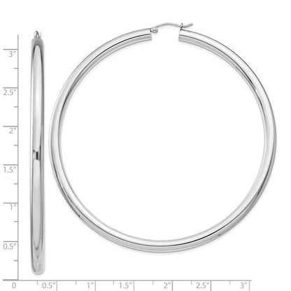 Sterlingsilber Rhodiniert 4mm Rund Creolen