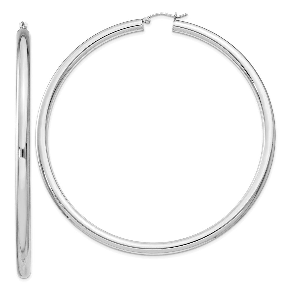 Sterlingsilber Rhodiniert 4mm Rund Creolen