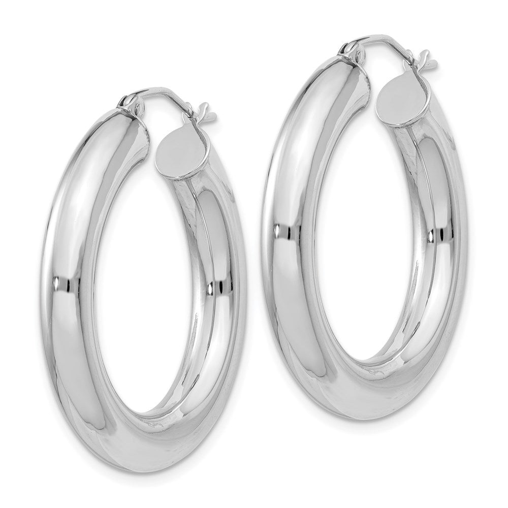 Sterlingsilber Rhodiniert 5mm Rund Creolen