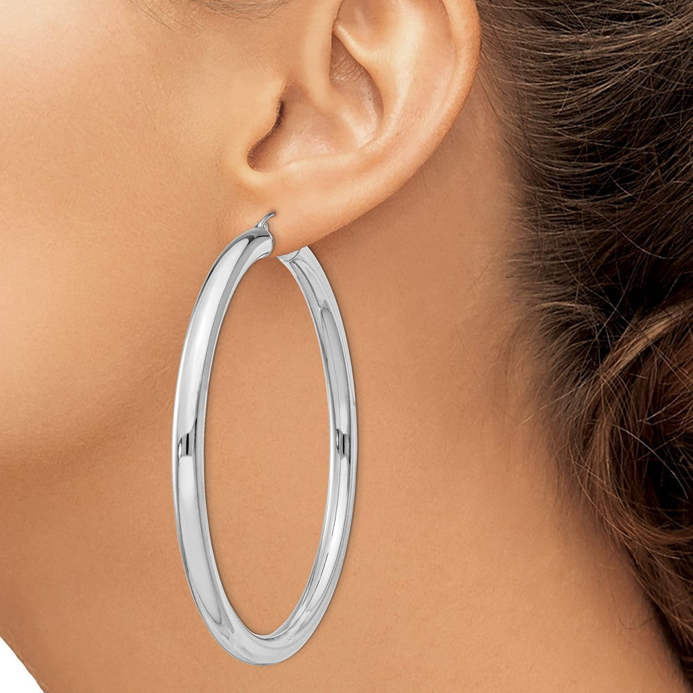 Sterlingsilber Rhodiniert 5mm Rund Creolen