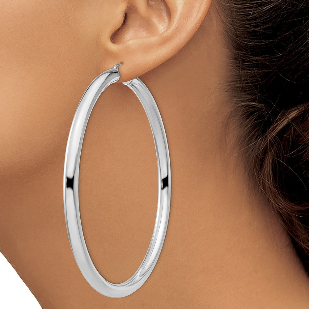 Sterlingsilber Rhodiniert 5mm Rund Creolen