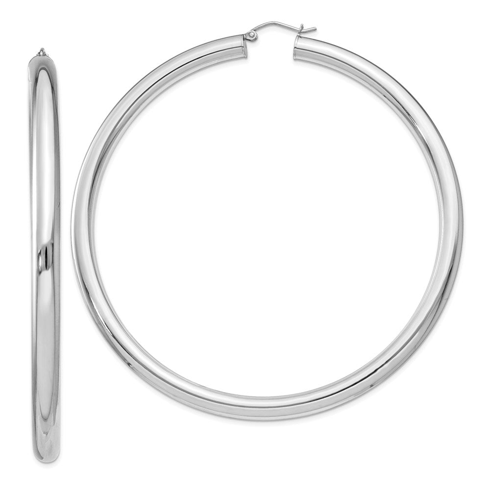 Sterlingsilber Rhodiniert 5mm Rund Creolen