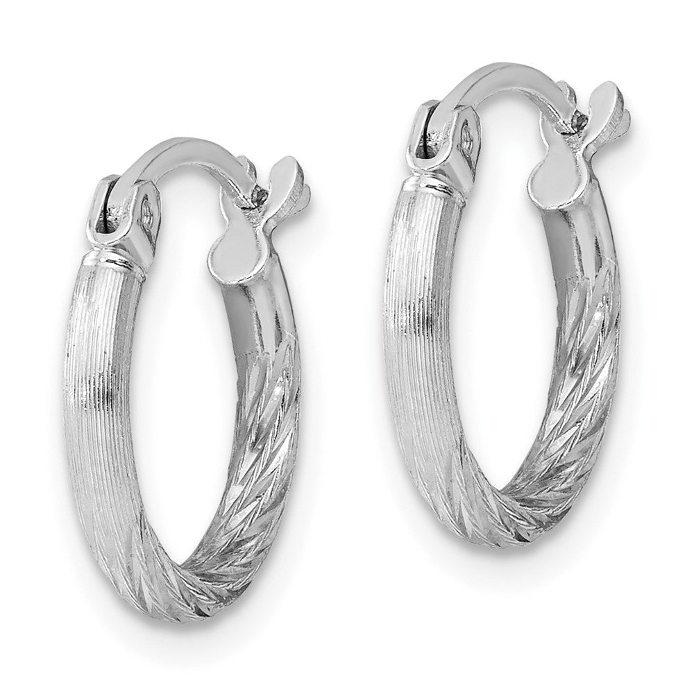 Sterlingsilber Rhodiniert 2mm Poliert/satin Diamantiert Creolen