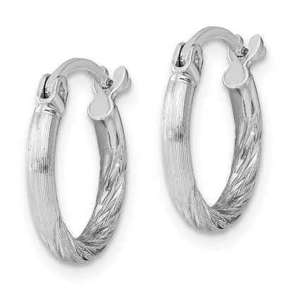 Sterlingsilber Rhodiniert 2mm Poliert/satin Diamantiert Creolen