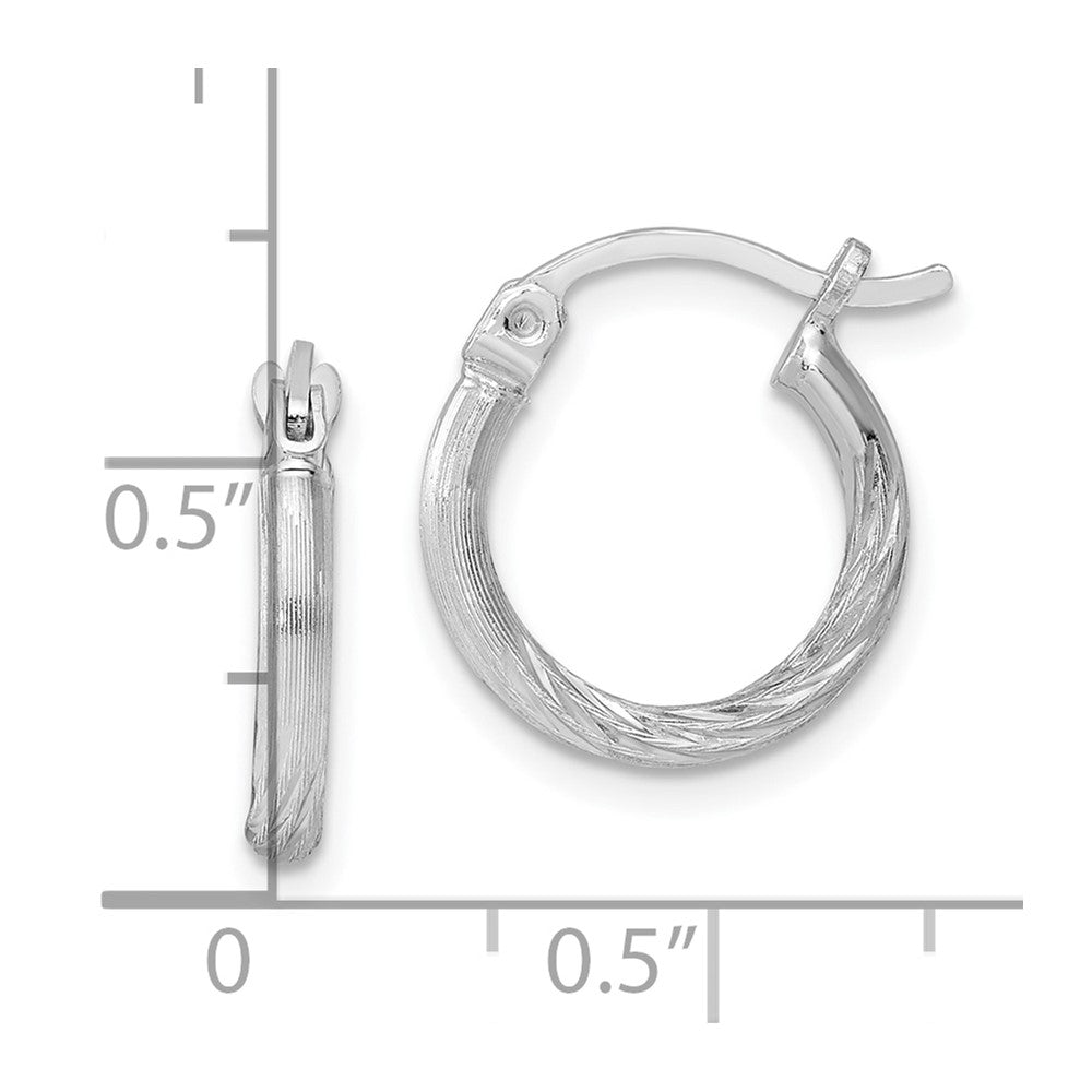 Sterlingsilber Rhodiniert 2mm Poliert/satin Diamantiert Creolen