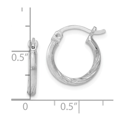 Sterlingsilber Rhodiniert 2mm Poliert/satin Diamantiert Creolen