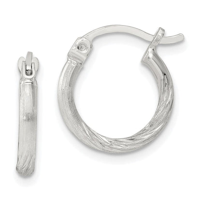 Sterlingsilber 2mm Poliert/satin Diamantiert Creolen