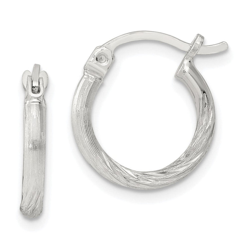Sterlingsilber 2mm Poliert/satin Diamantiert Creolen