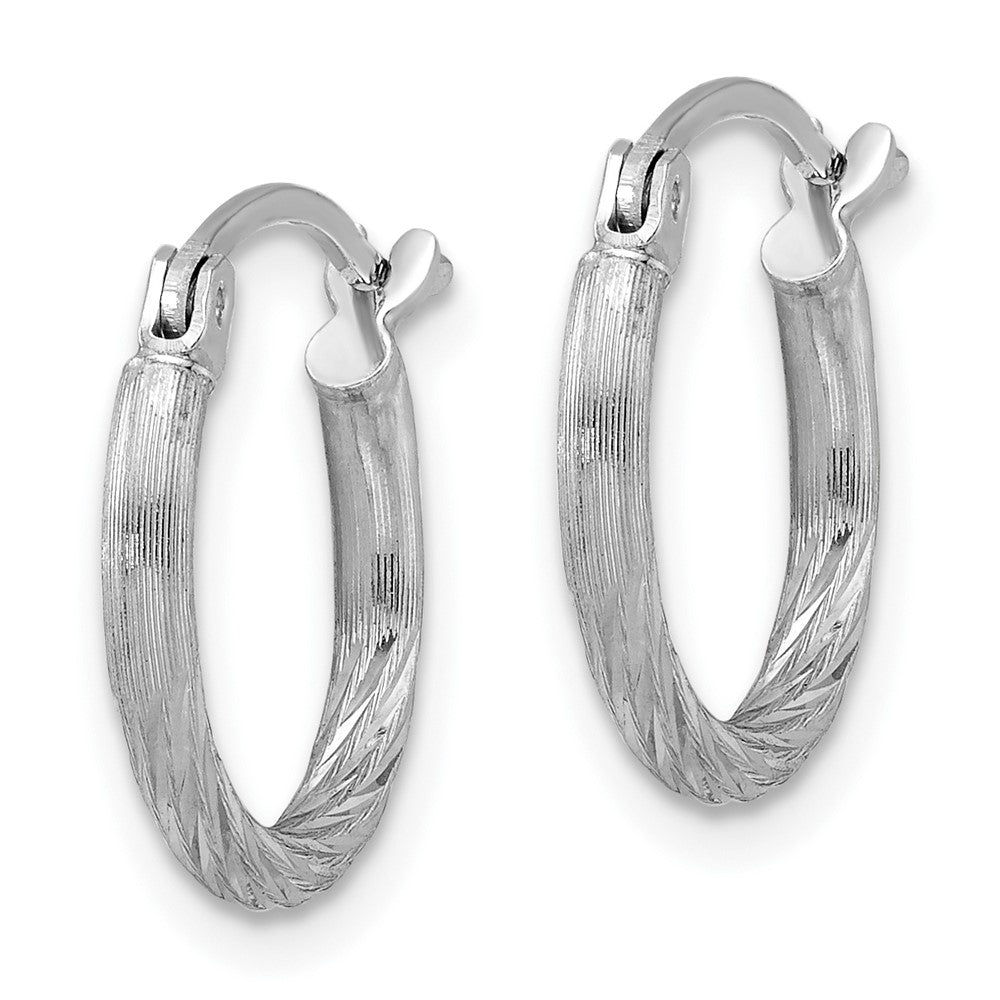 Sterlingsilber Rhodiniert 2mm Poliert/satin Diamantiert Creolen
