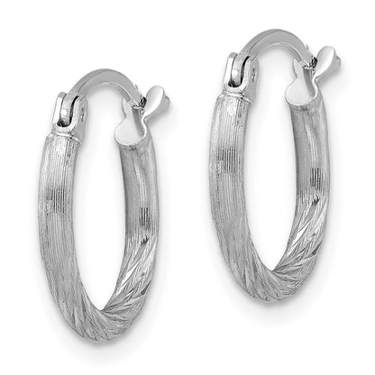 Sterlingsilber Rhodiniert 2mm Poliert/satin Diamantiert Creolen