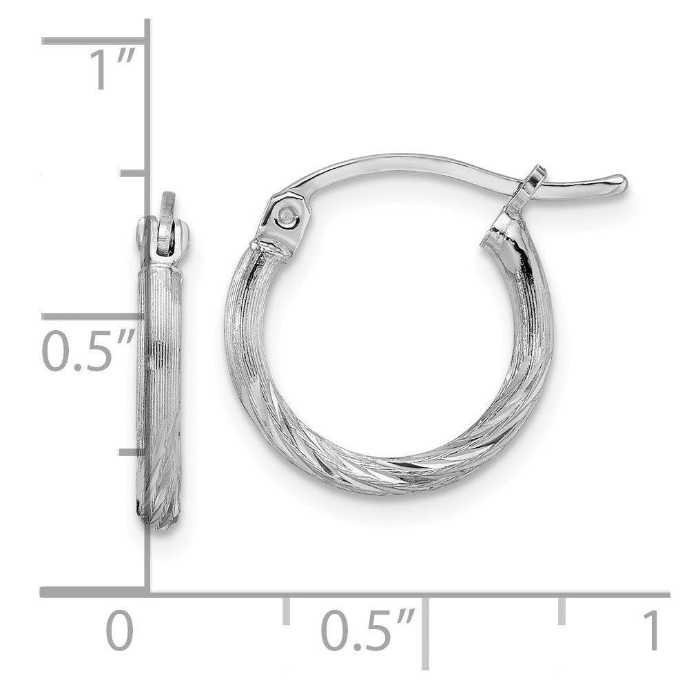 Sterlingsilber Rhodiniert 2mm Poliert/satin Diamantiert Creolen