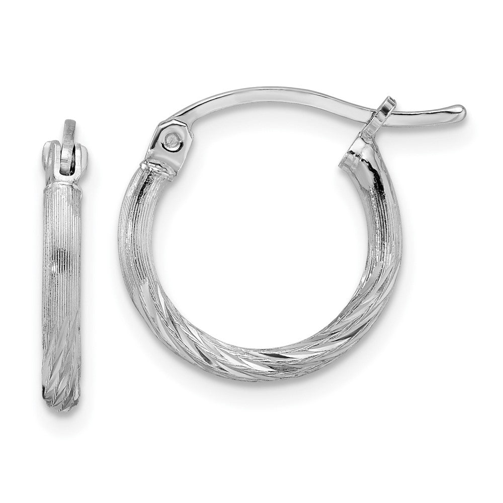 Sterlingsilber Rhodiniert 2mm Poliert/satin Diamantiert Creolen